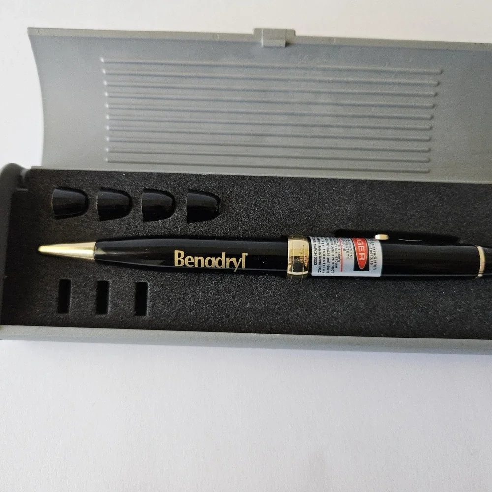 RARE Benadryl Neosporin Pharma Drug Rep Pen Laser Light Pointer W Case *AS IS*
